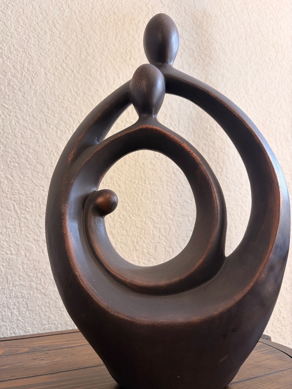 Abstract Family Sculpture - Brown Resin Home Art